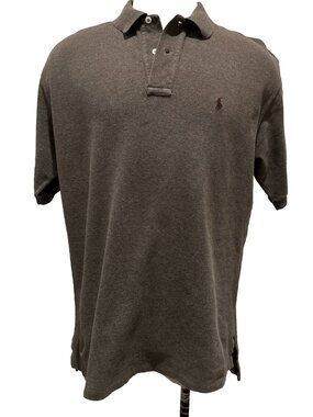 Polo Ralph Lauren Shirt Mens L Gray Cotton Knit Pony Logo Golf Vintage